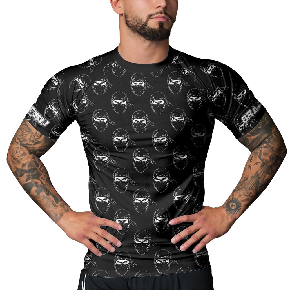 Rashninja Ninja Stealth Pattern Black Men's Short Sleeve Rash Guard