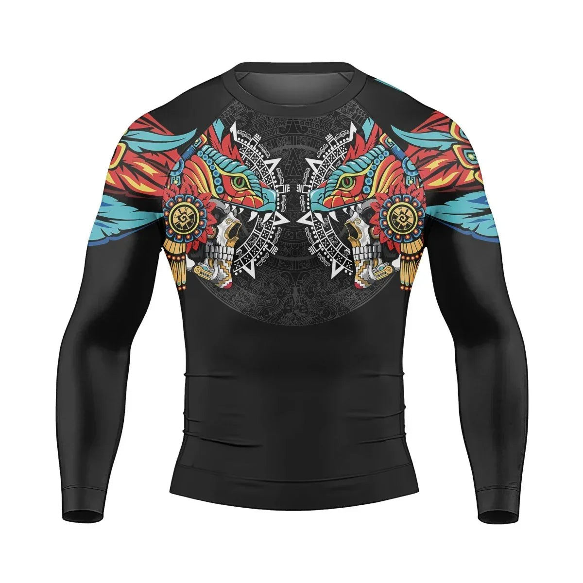 Aztec Serpent Warrior Men's Long Sleeve Rash Guard