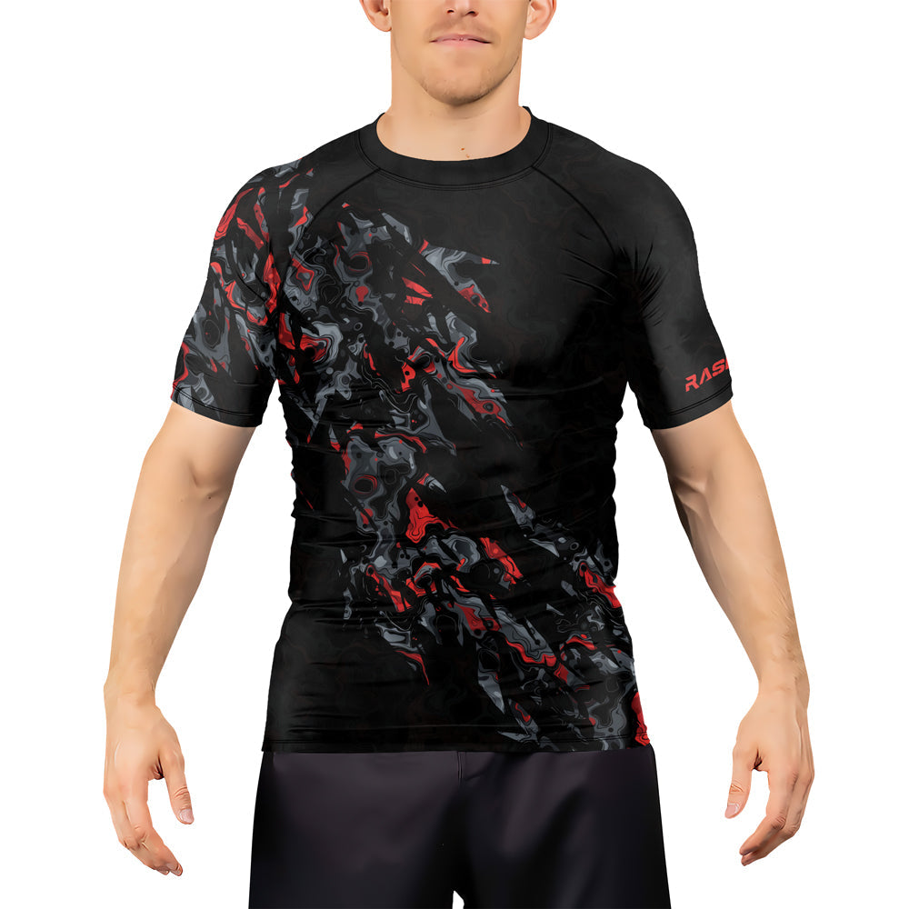 Rashninja Cyber Storm Red Men's Short Sleeve Rash Guard