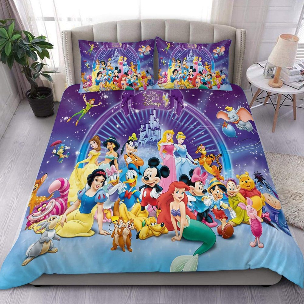 Magical Disney Characters Bedding Set - Kids Comforter &amp; Pillowcases