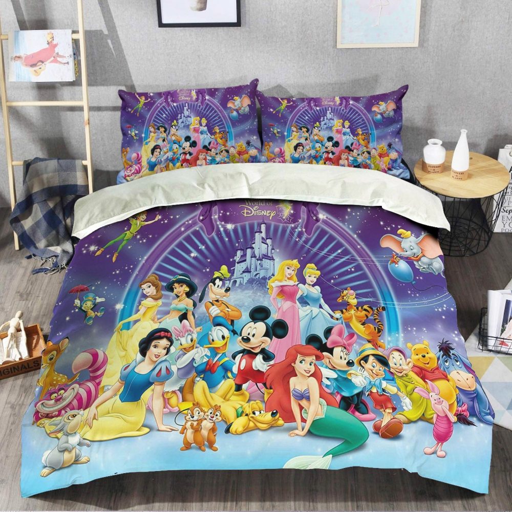 Magical Disney Characters Bedding Set - Kids Comforter &amp; Pillowcases