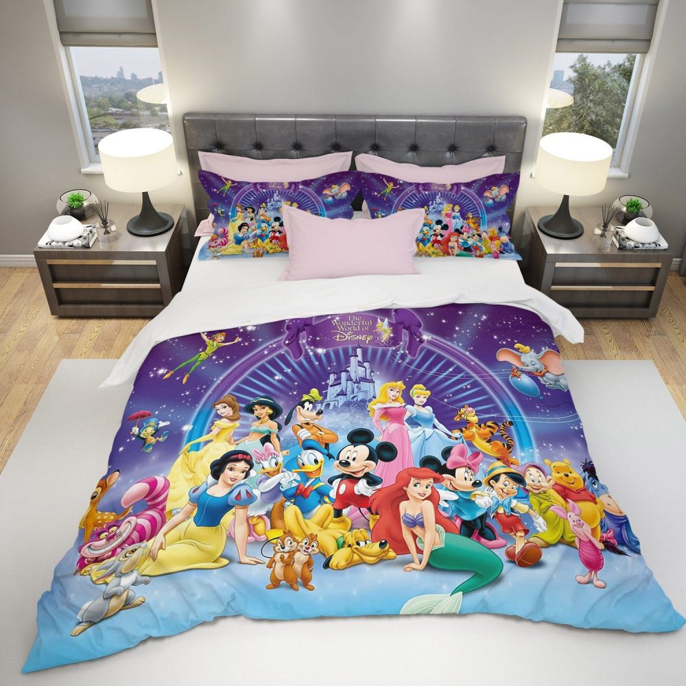Magical Disney Characters Bedding Set - Kids Comforter &amp; Pillowcases