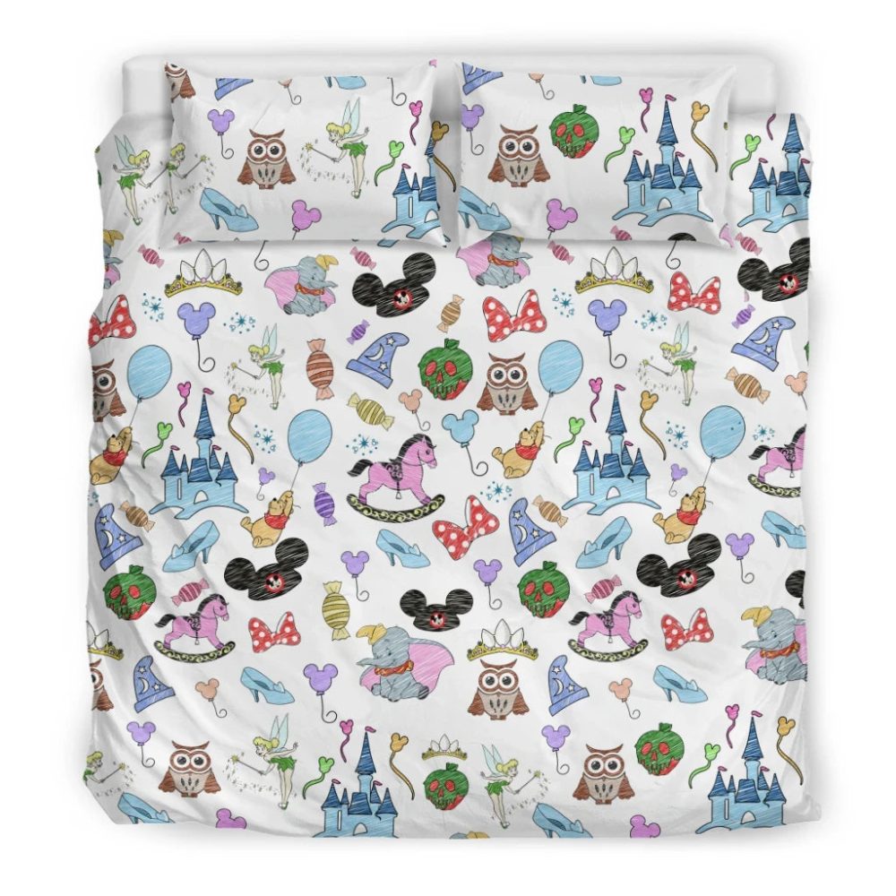 Magical Kids Bedding Set – Cartoon Castle &amp; Friends Design – Cozy &amp; Fun Twin Duvet Cover
