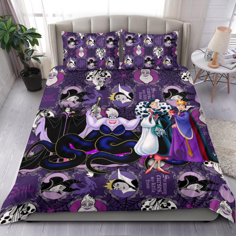 Disney Villains Purple Comforter Set - Queen Size Bedding For Kids &amp; Adults