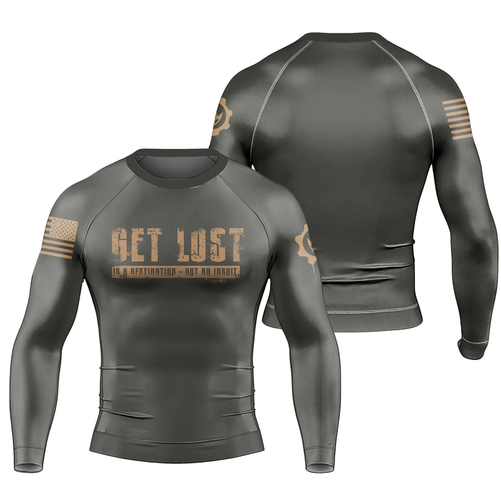 Get Lost Is A Destination Men's Long Sleeve Rash Guard