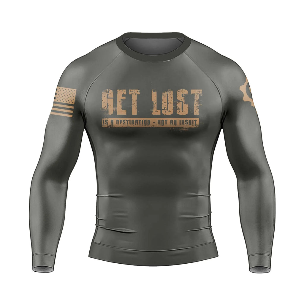 Get Lost Is A Destination Men's Long Sleeve Rash Guard