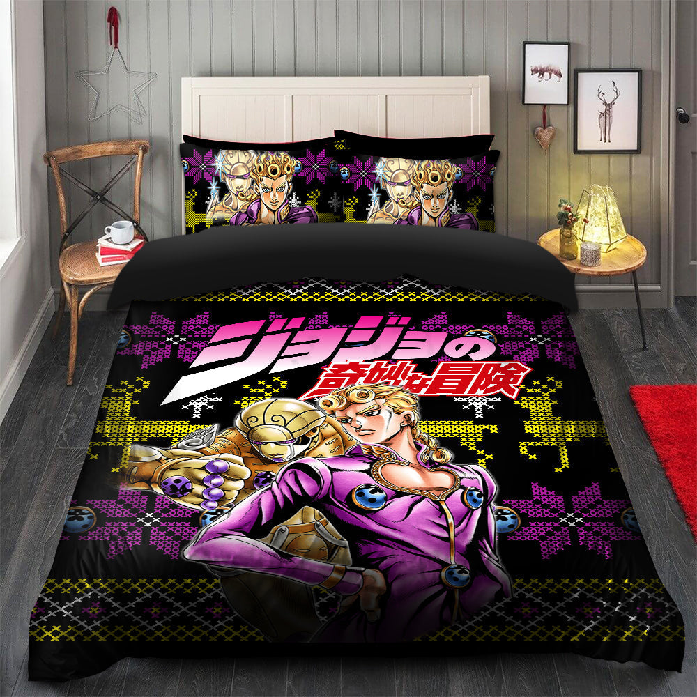 Giorno Jojo Bizzare Adventure Christmas Bedding Set Duvet Cover And 2 Pillowcases