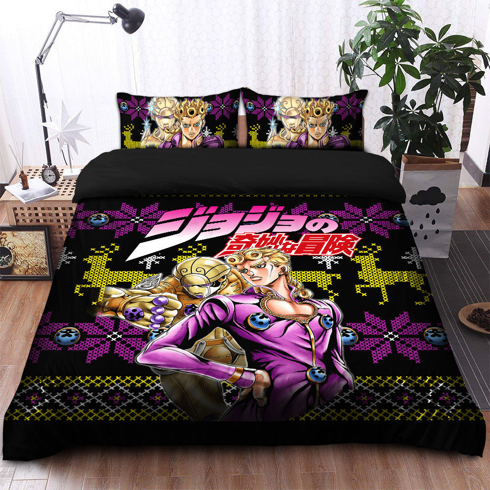 Giorno Jojo Bizzare Adventure Christmas Bedding Set Duvet Cover And 2 Pillowcases
