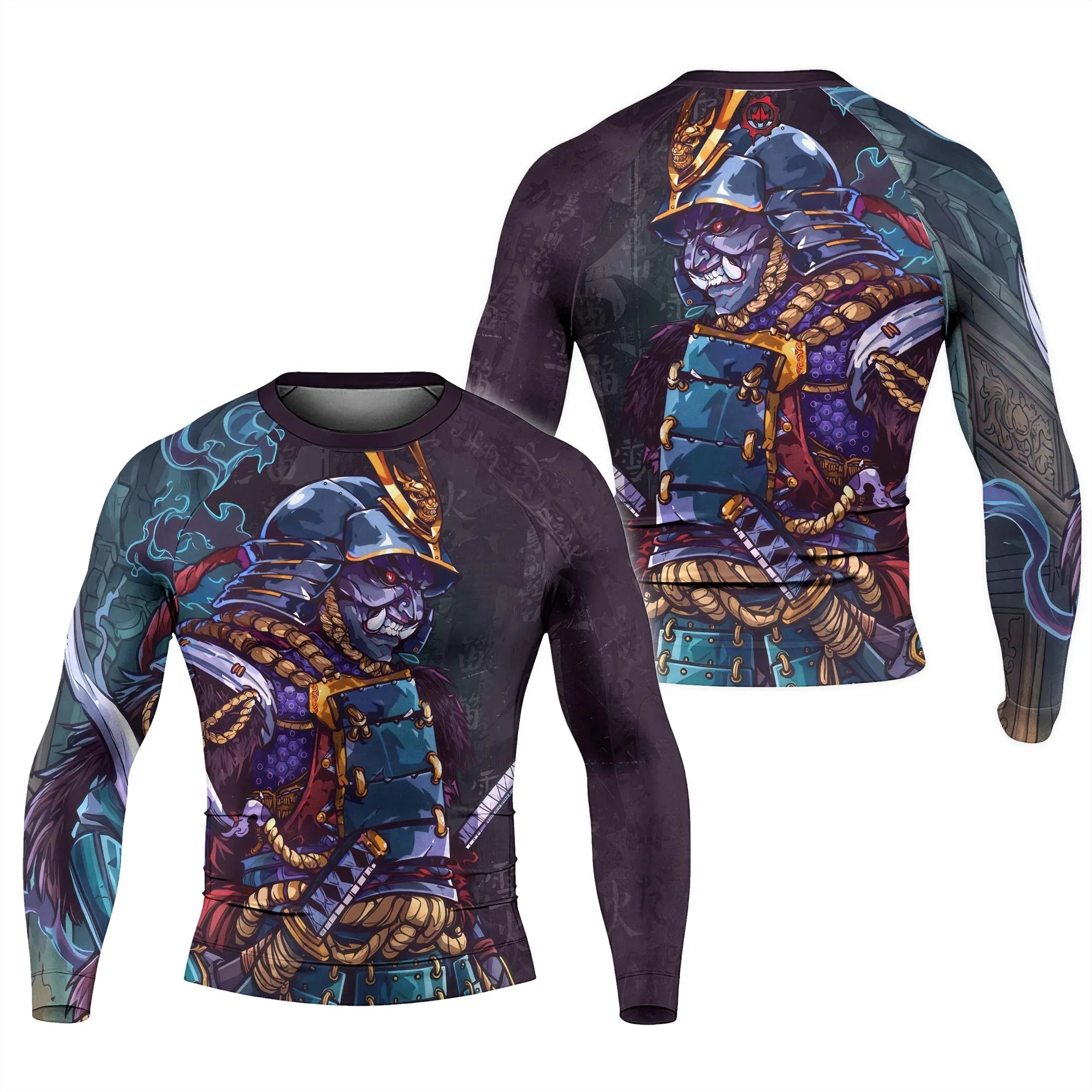 Hell Demon Samurai Men's Long Sleeve Rash Guard