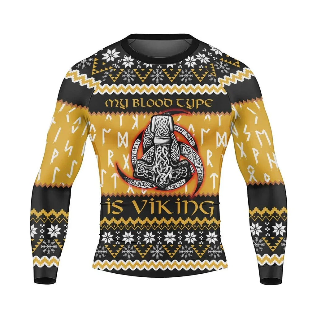 My Blood Type is Viking Men's Long Sleeve Rash Guard