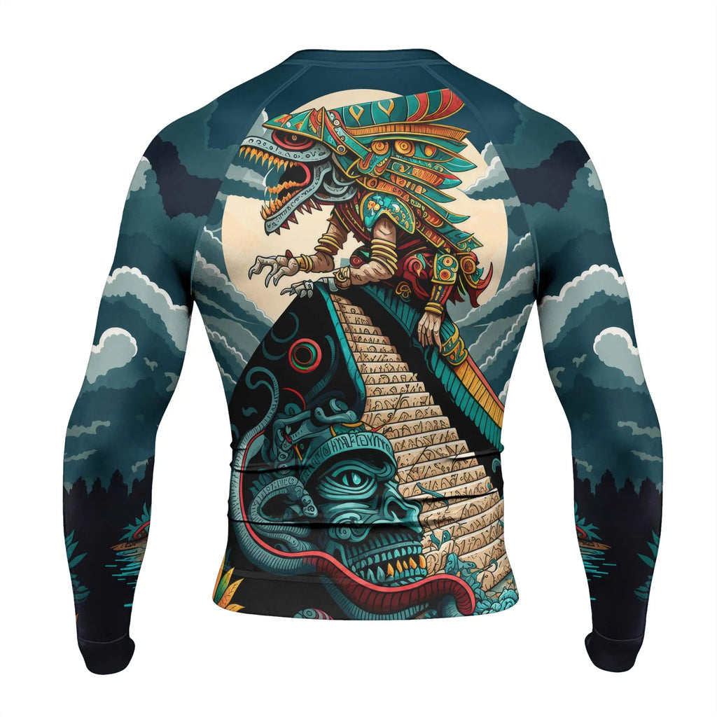 Quetzalcoatl Snake God Men's Long Sleeve Rash Guard