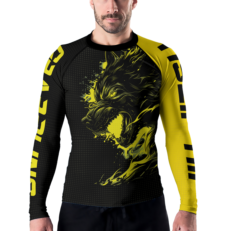 Rashninja Snarling Wolf Men's Long Sleeve Rash Guard