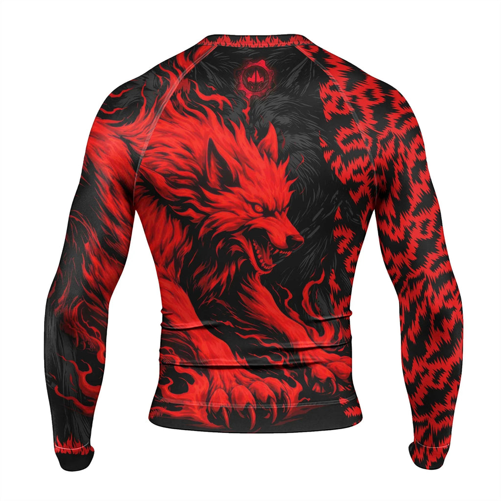 Red Wolf Men's Long Sleeve Rash Guard
