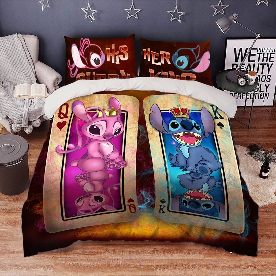 Cozy Cartoon Character Bedding Set - Cute His &amp; Her King Queen Design For Kids/Teens