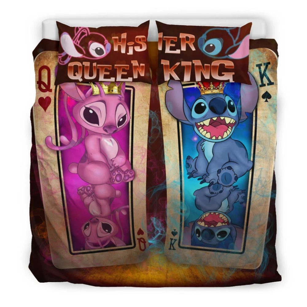 Cozy Cartoon Character Bedding Set - Cute His &amp; Her King Queen Design For Kids/Teens