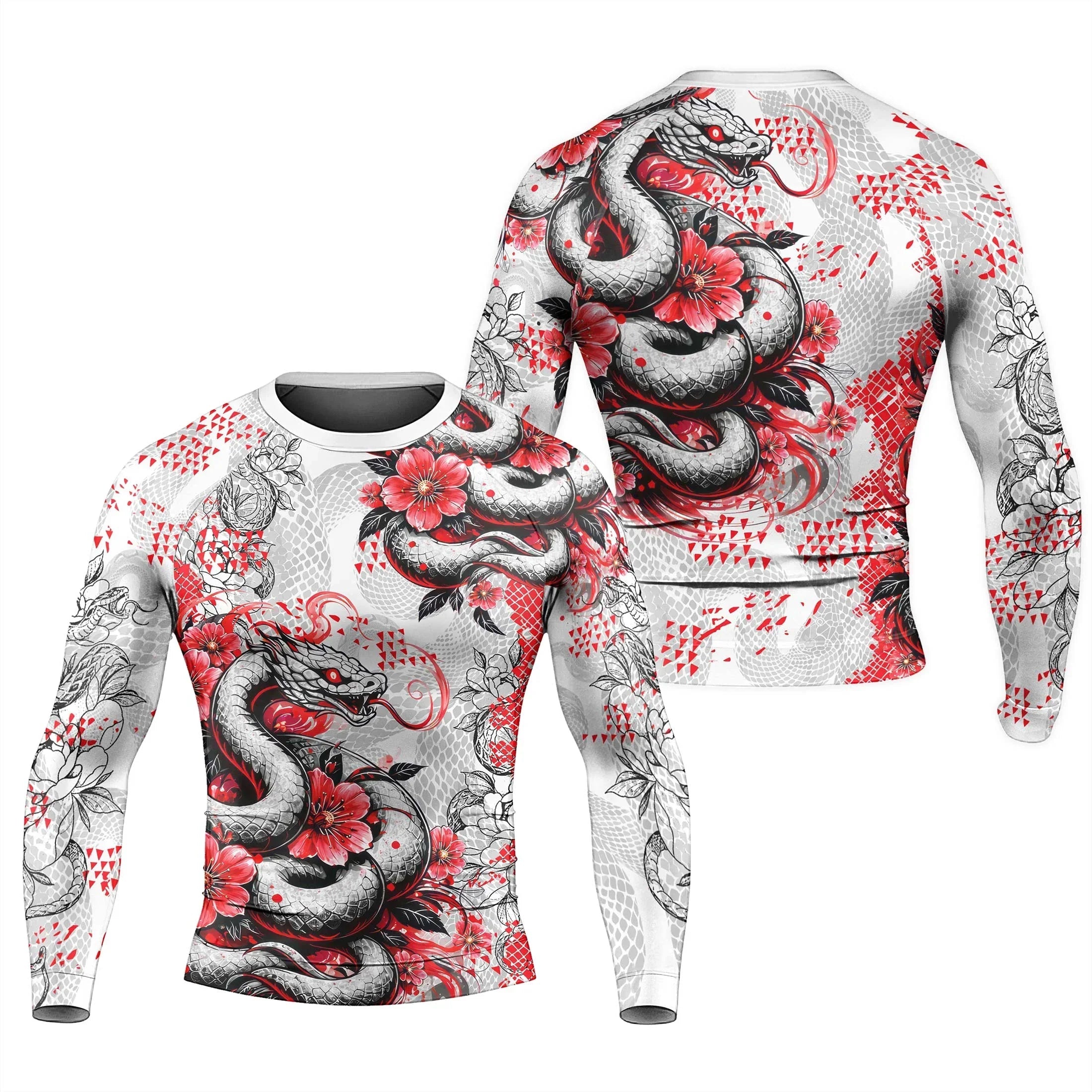 Snake Blossom Men's Long Sleeve Rash Guard