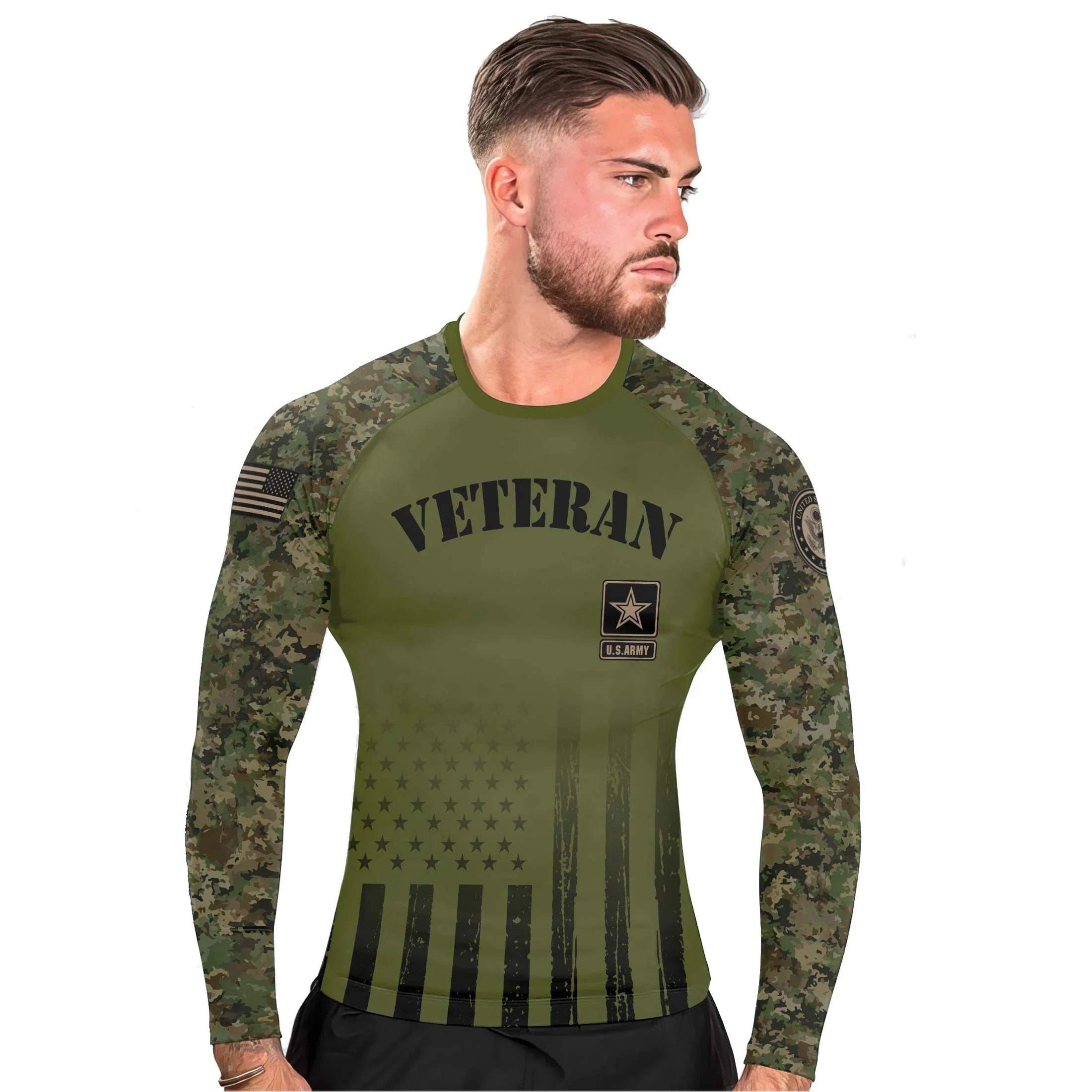 Veteran US Army Men's Long Sleeve Rash Guard