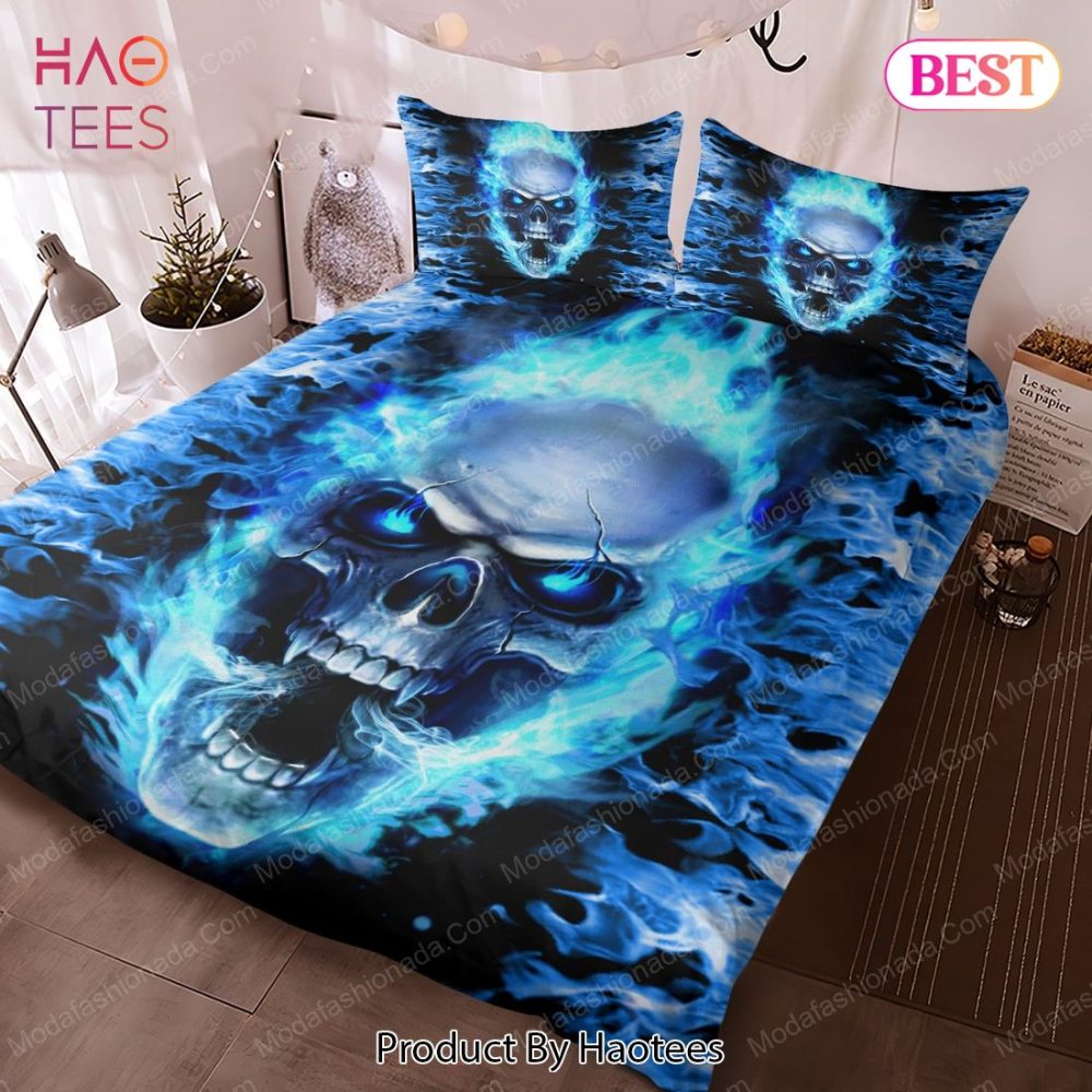 Skull Fury Blue Fire Bedding Sets Bed Sets, Bedroom Sets