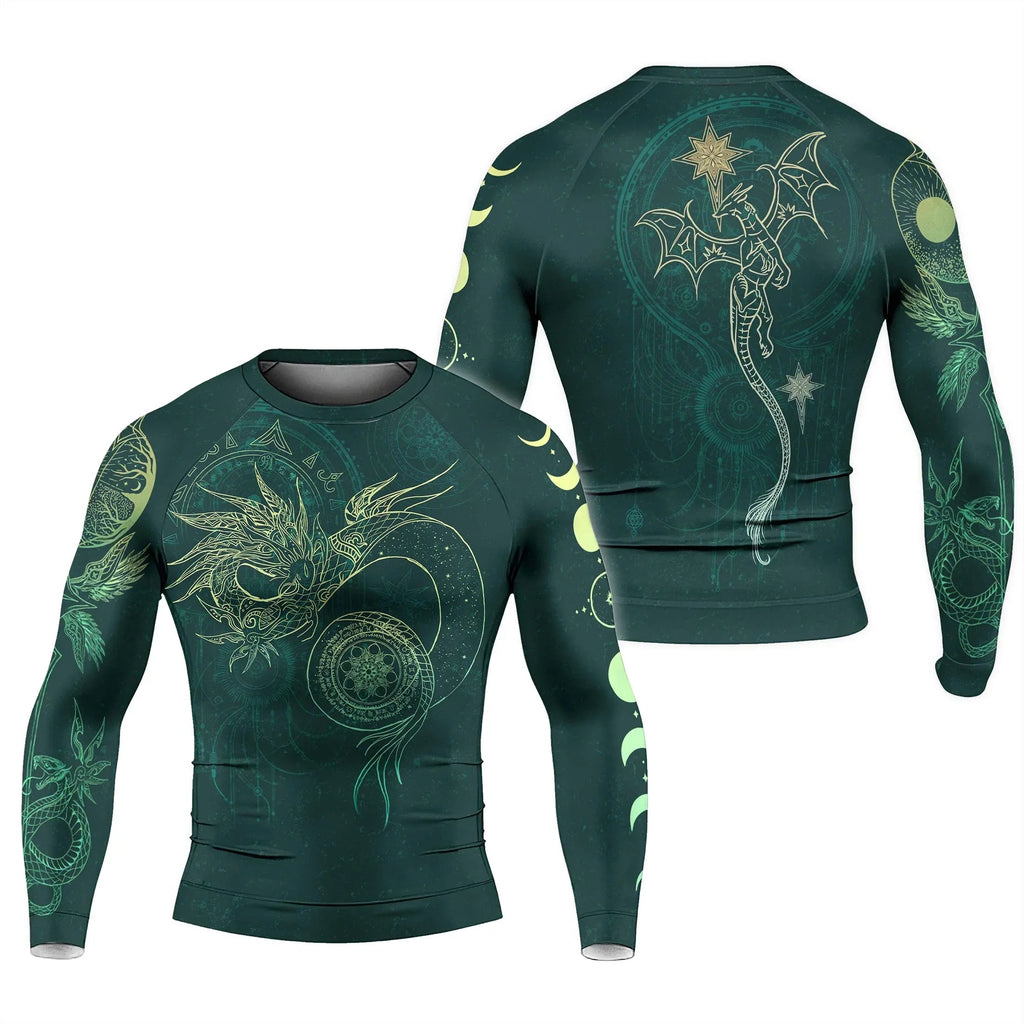 Celestial Dragon Rune Men's Long Sleeve Rash Guard