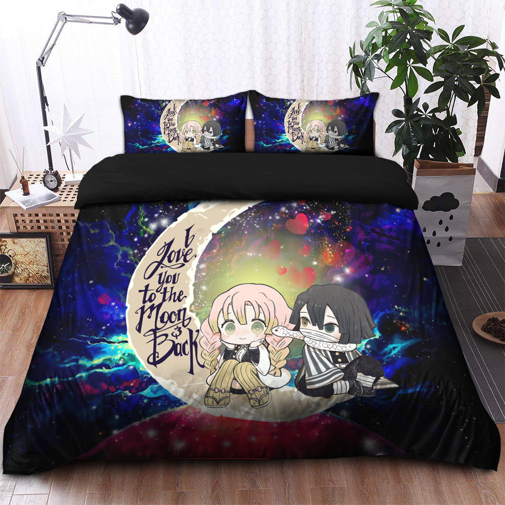 Kanroji And Kaburamaru Demon Slayer Anime Love You To The Moon Galaxy Bedding Set Duvet Cover And 2 Pillowcases