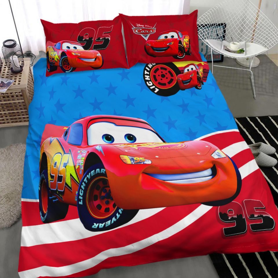 Kids' Lightning Mcqueen Bedding Set - Disney Cars Comforter &amp; Pillowcase - Twin Size