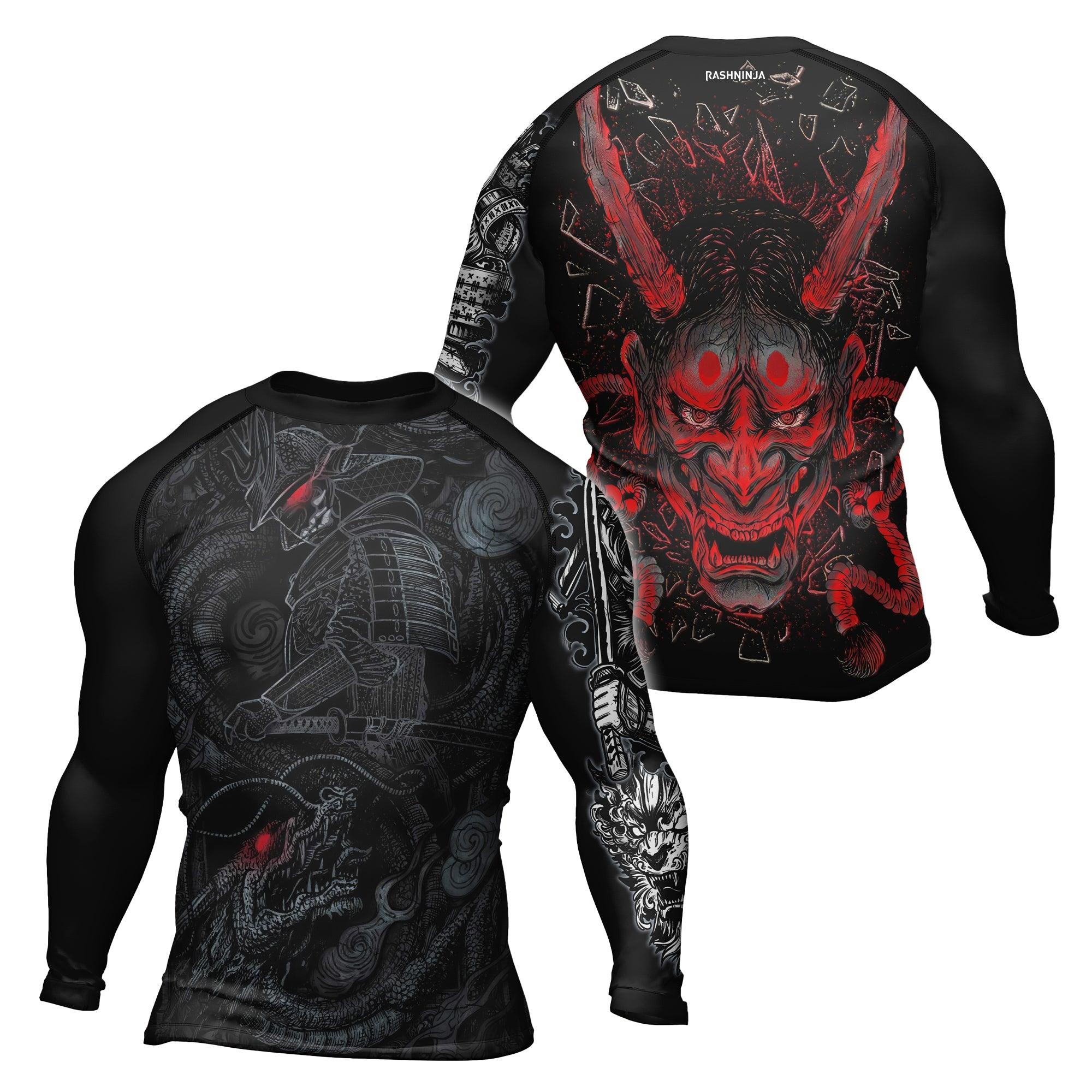 Rashninja Dragon Samurai Oni Men's Long Sleeve Rash Guard