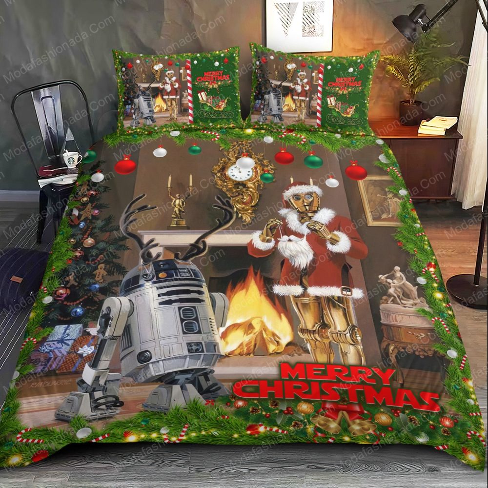 Festive Christmas Robot Bedding Set - Cozy Holiday Decor For Sci-Fi Fans