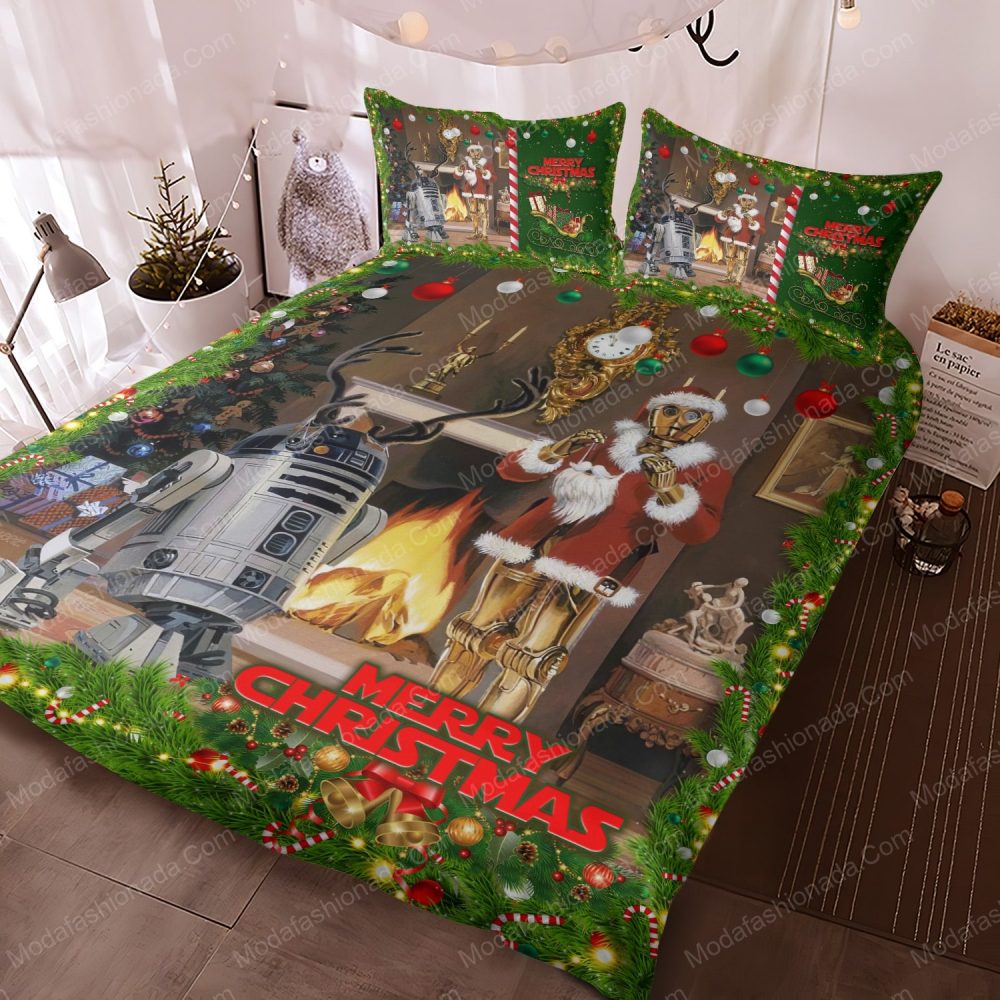 Festive Christmas Robot Bedding Set - Cozy Holiday Decor For Sci-Fi Fans