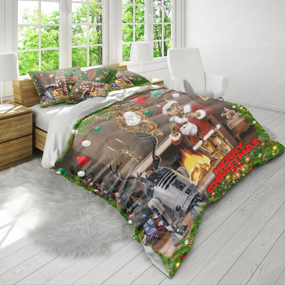 Festive Christmas Robot Bedding Set - Cozy Holiday Decor For Sci-Fi Fans