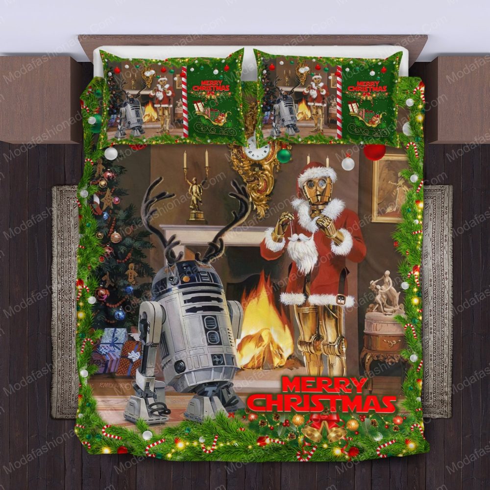 Festive Christmas Robot Bedding Set - Cozy Holiday Decor For Sci-Fi Fans
