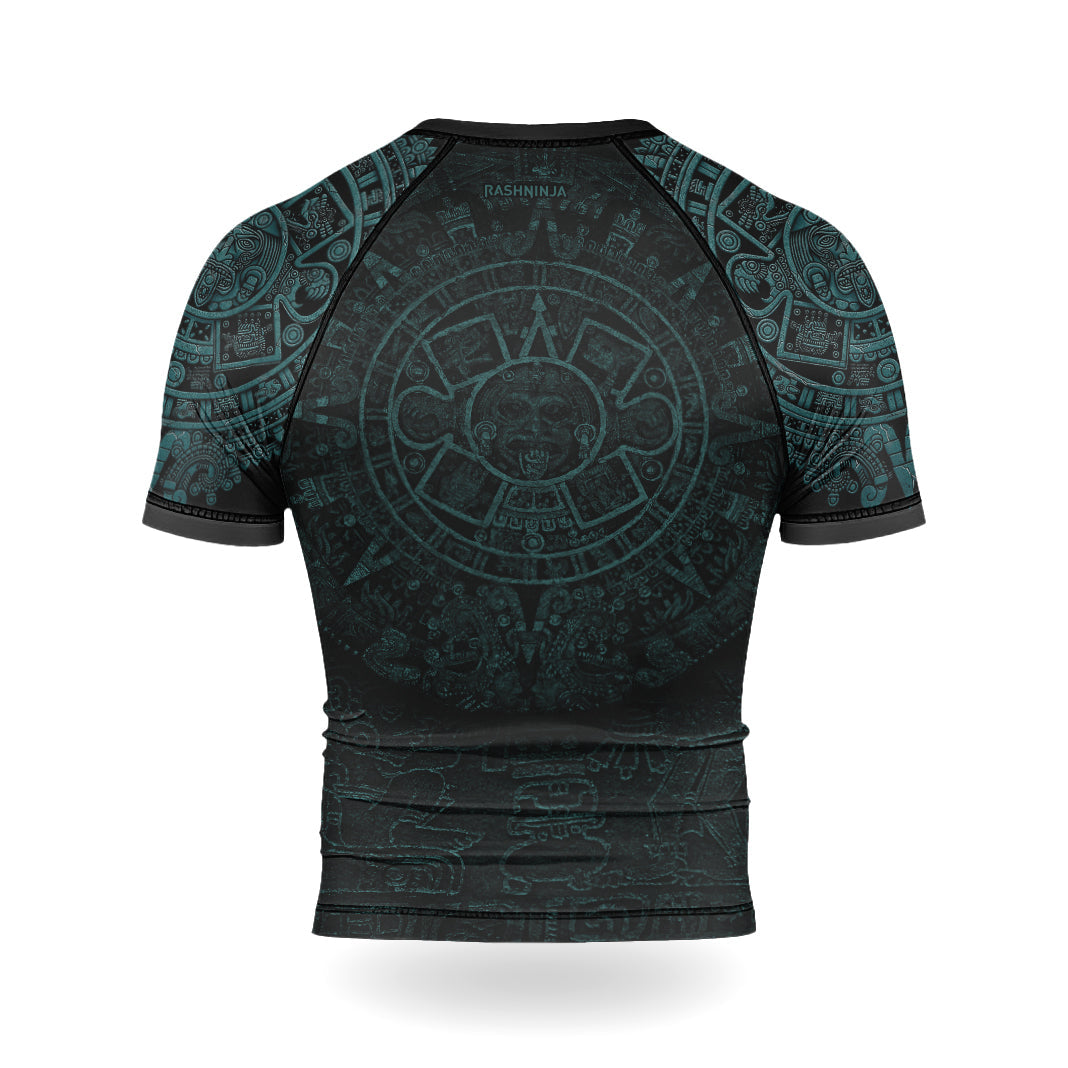 Rashninja Aztec Chief Cranium Men's Short Sleeve Rash Guard